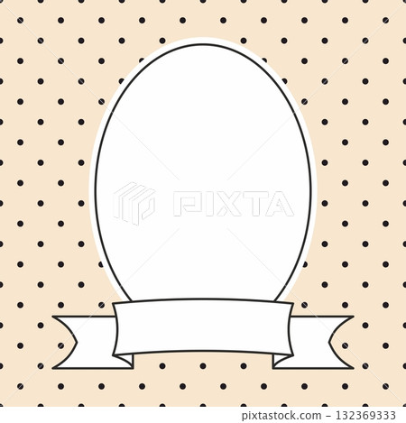 Hand drawn vector decorative frame on polka dots background  132369333