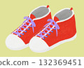 Illustration of high-top sports shoes with a pastel background color 132369451