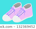 Illustration of high-top sports shoes with a pastel background color 132369452