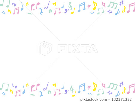 Hand drawn simple and colorful musical notes and symbols background frame illustration 132371352