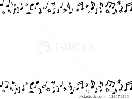 Hand drawn simple musical notes and symbols background frame illustration 132371353