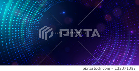 Futuristic glowing dotted with lighting effect sparkle on dark background. Galaxy concept. 132371382