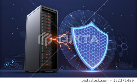 Data security and protection system with server and shield against cyber threats 132371489