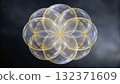 Colorful arrangement of bubbles forming a floral pattern against a dark background 132371609