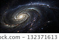 Stunning spiral galaxy viewed in deep space with bright core and swirling arms 132371613