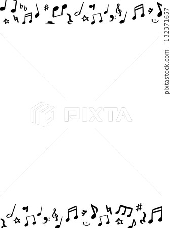 Hand-drawn simple musical notes and symbols background frame illustration (vertical) 132371657