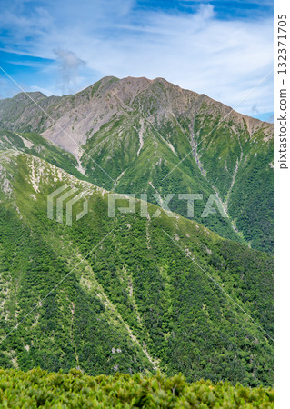 View of Mt. Akaishi and Mt. Ko-Akaishi from the summit of Mt. Nakamorimaruyama. Climbing Mt. Hijiri and Mt. Usagi in the Southern Alps View of Mt. Akaishi and Mt. Ko-Akaishi from the summit of Mt. Nakamorimaruyama. Climbing Mt. Hijiri and Mt. Usagi in the Southern Alps 132371705