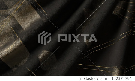 Black and gold Japanese pattern background 132371794