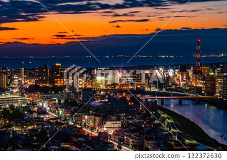 [Shizuoka Prefecture] Night view of downtown Numazu from Mount Kanuki 132372630