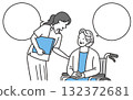 一位老年婦女與護士交談的插圖 132372681