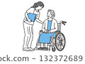 一位老年婦女與護士交談的插圖 132372689