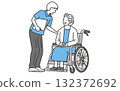 一位老年婦女與護理人員交談的插圖 132372692