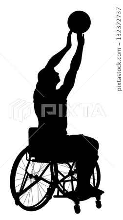 Silhouette Wheelchair Basketball Player Shooting Silhouette Wheelchair Basketball Player Shooting 132372737