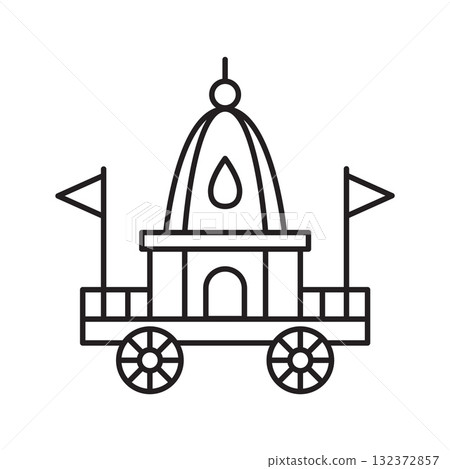 Ratha Yatra Icon, Hindu Festival Chariot Outline Ratha Yatra Icon, Hindu Festival Chariot Outline 132372857