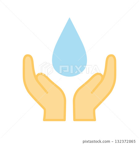 Nature Protection Icon. Hands Holding a Blue Water Drop. Vector Illustration Nature Protection Icon. Hands Holding a Blue Water Drop. Vector Illustration 132372865