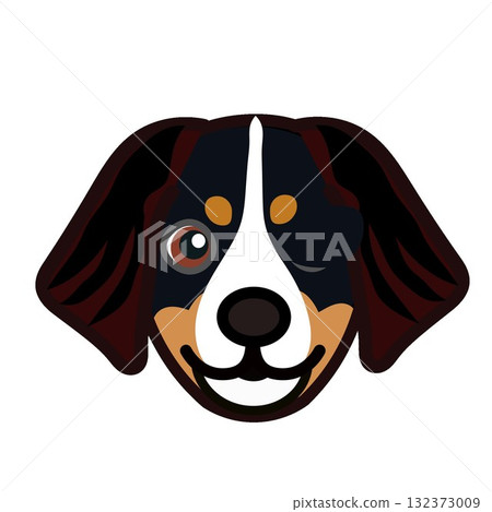 Bernese Mountain Dog Face Illustration 132373009