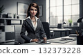 A sophisticated and powerful fashion doll, impeccably dressed in a sharp business suit, portrays a successful executive or CEO. 132373228