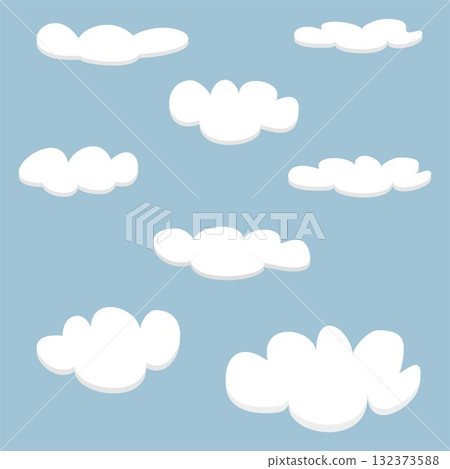 Vector white clouds on blue sky background set. Cloud computing concept cartoon collection for flat design and use in a social networks or illustration Vector white clouds on blue sky background set. Cloud computing concept cartoon collection for flat design and use in a social networks or illustration 132373588
