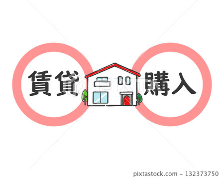 Rent or buy a house choice vector Rent or buy a house choice vector 132373750