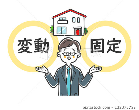 Businessman explaining about home loans Vector Businessman explaining about home loans Vector 132373752