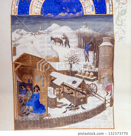 medieval manuscript paper in a library 132373770