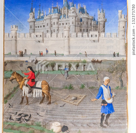 medieval manuscript paper in a library 132373780