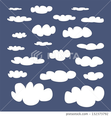 White clouds on blue sky background vector set. Cloud computing concept cartoon or bubble speech collection for flat design and use in a social networks or illustration White clouds on blue sky background vector set. Cloud computing concept cartoon or bubble speech collection for flat design and use in a social networks or illustration 132373792