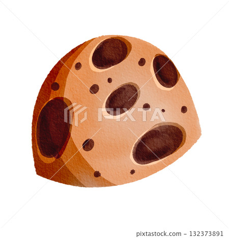 Gingerbread with chocolate. Delicious cookies with hand-drawn filling. Watercolor illustration of the dessert. Winter holiday atmosphere. 132373891