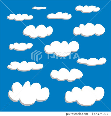White clouds on blue sky background vector set. Cloud computing concept cartoon or bubble speech collection for flat design and use in a social networks or illustration White clouds on blue sky background vector set. Cloud computing concept cartoon or bubble speech collection for flat design and use in a social networks or illustration 132374027