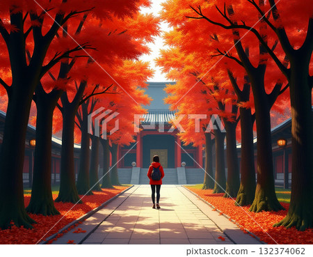 走在秋葉中的人 走在秋葉中的人 132374062