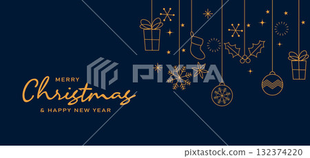 Merry Christmas and happy new year on Christmas letters, Gift boxes, Christmas element for web Merry Christmas and happy new year on Christmas letters, Gift boxes, Christmas element for web 132374220