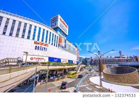 Tokyo cityscape in Japan: View of the Shinjuku West Exit rotary entrance, Shinjuku Station, and Shinjuku Station West Exit redevelopment...towards a new era 132374533
