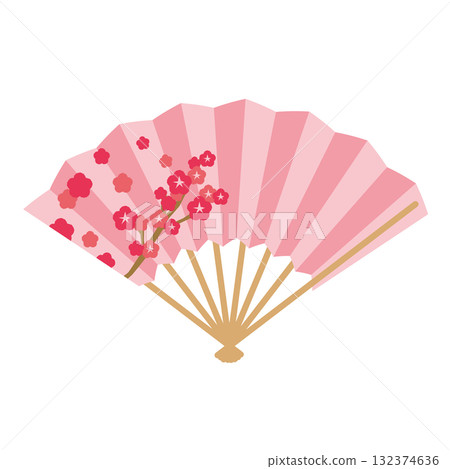 Pink Japanese fan illustration Pink Japanese fan illustration 132374636