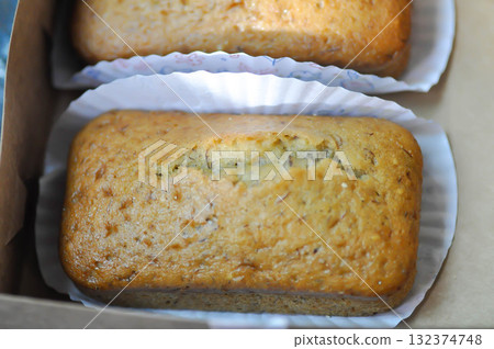 banana cake or banana bread or almond bread , loaf of bread banana cake or banana bread or almond bread , loaf of bread 132374748