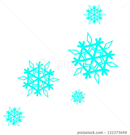 A simple illustration of many snowflakes in vibrant light blue 132375649