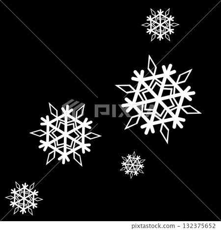 Illustration of many simple white snowflakes 132375652