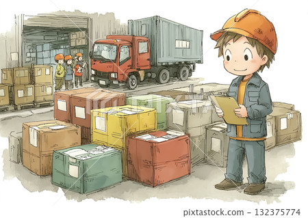 A man working on shipping at the market 132375774