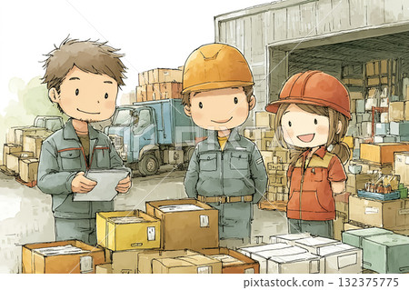 一名男子在市場上從事航運工作 一名男子在市場上從事航運工作 132375775