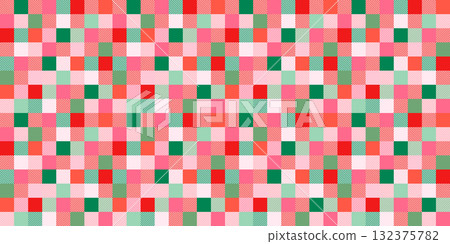 Funky modern red, green and pink buffalo check vector seamless pattern, Christmas plaid background 132375782