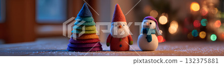 Cute Santa and Tree (3D) made of quilt 132375881