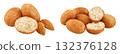 Marzipan balls or potatoes with almond isolated on white background full depth of field 132376128