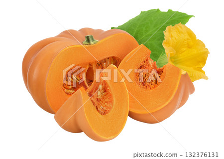 Fresh orange pumpkin isolated on white background with full depth of field Fresh orange pumpkin isolated on white background with full depth of field 132376131