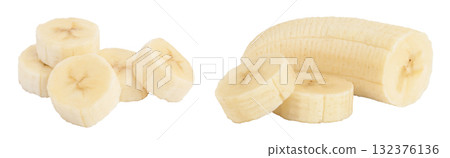 banana pieces isolated on white background with  full depth of field. banana pieces isolated on white background with  full depth of field. 132376136