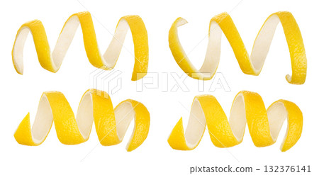 Lemon peel isolated on white background without a shadow. Healthy food 132376141