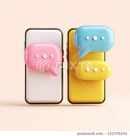 智慧型手機上的聊天對話場景（圖示） 132376243