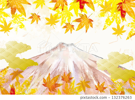 Red Fuji Japanese style background 132376263