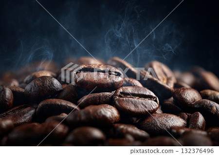 Freshly Roasted Coffee Beans Creating Rich Aroma in the Air Freshly Roasted Coffee Beans Creating Rich Aroma in the Air 132376496