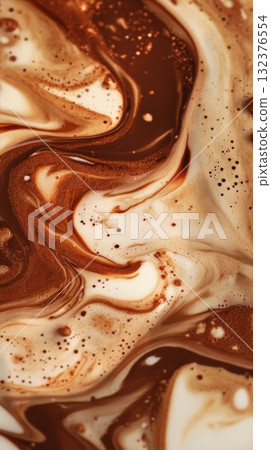 Swirls of Coffee and Cream Create a Beautiful Abstract Pattern in a Cup Swirls of Coffee and Cream Create a Beautiful Abstract Pattern in a Cup 132376554