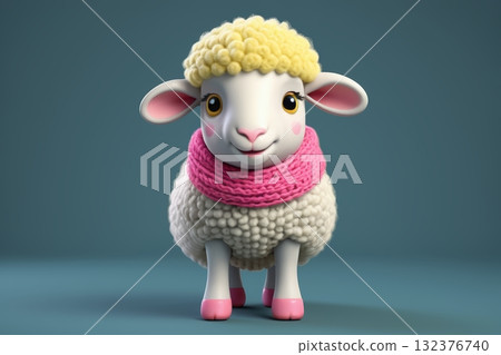 绵阳戴着粉色围巾 绵阳戴着粉色围巾 132376740