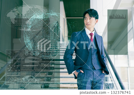 DX Digital Image Portrait of a young man looking to the future DX Digital Image Portrait of a young man looking to the future 132376741